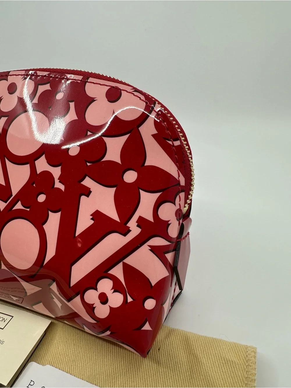 LOUIS VUITTON Patent Sweet Monogram Cosmetic Pouch-Pomme D'Amour